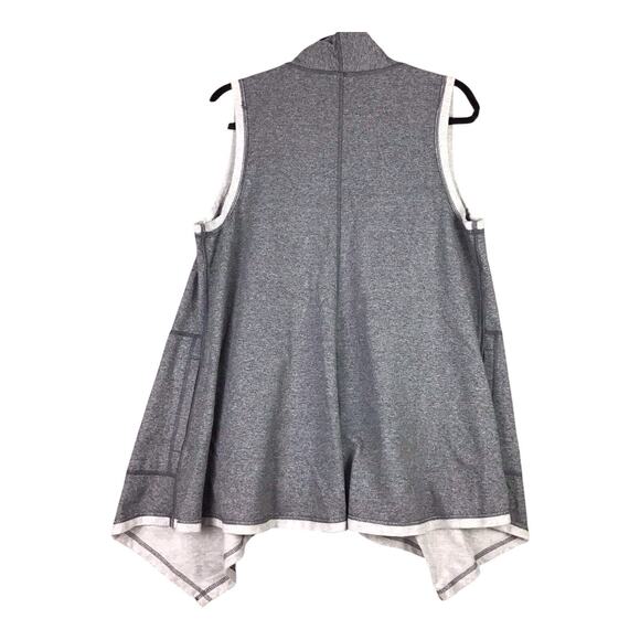 Ruby Rd Women’s Vest M Gray Open Front Asymmetrical Hem Pockets Trim - Picture 3 of 16